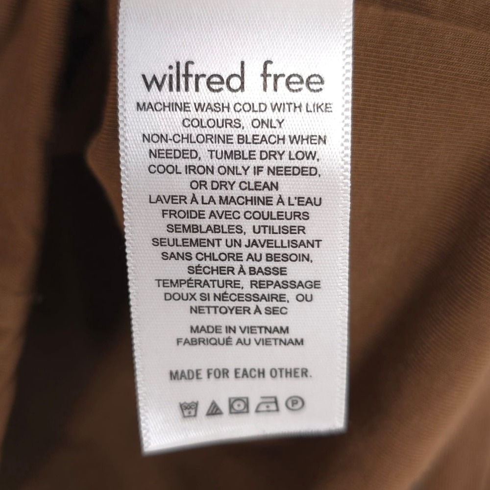 WILFRED FREE Brown Crop Top LARGE Long Sleeve Ruched Scoop Neck Women - Picture 8 of 8